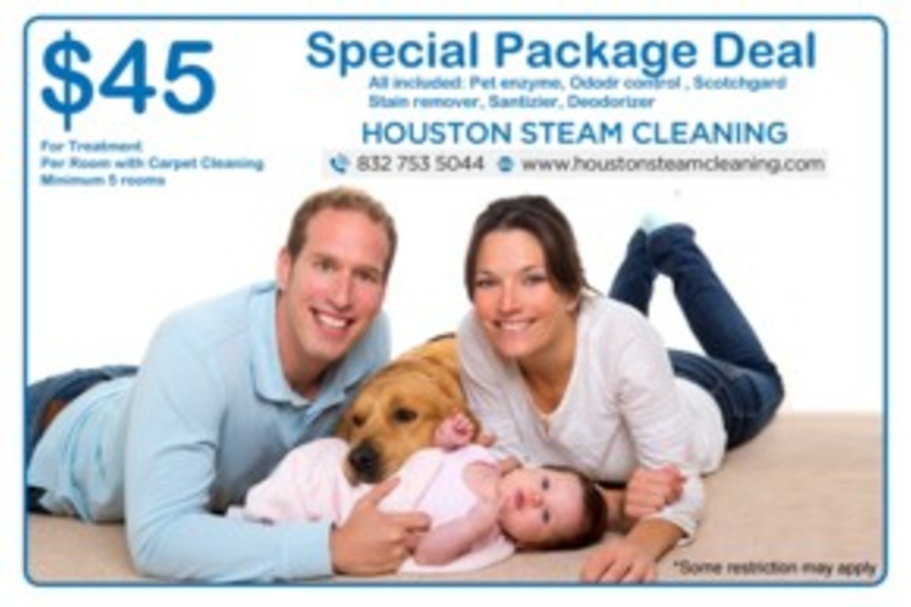 Package deal carpet steam cleaning